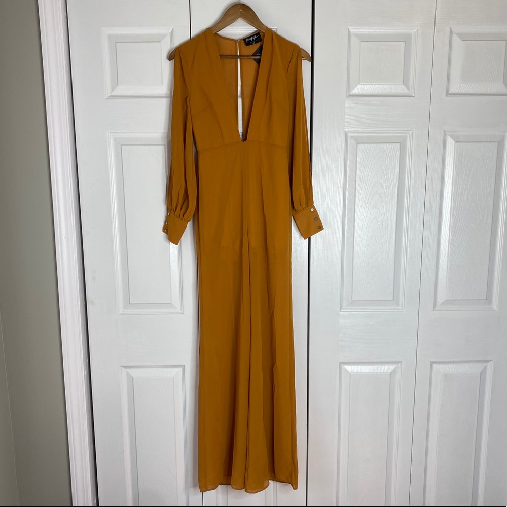 Nasty Gal Long Sleeve Pants Jumpsuit Mustard XXS